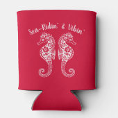 Seepferde-Fischer-Core-Hawaiianisch-Tscherisch-Rot Dosenkühler (Rückseite)