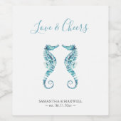 Seepferde für die Hochzeit von Wein Weinetikett (Einzelnes Label)