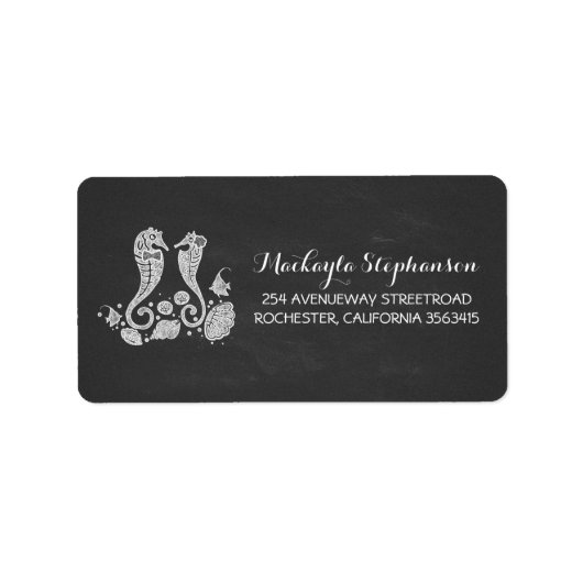 Seepferde für Hochzeiten am Strand Adressaufkleber (Vorne)