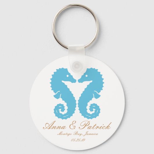 Seepferde Gastgeschenk Hochzeit Personalisierter S Schlüsselanhänger (Vorderseite)