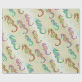 Seepferde Gold Geschenkpapier (Flach)