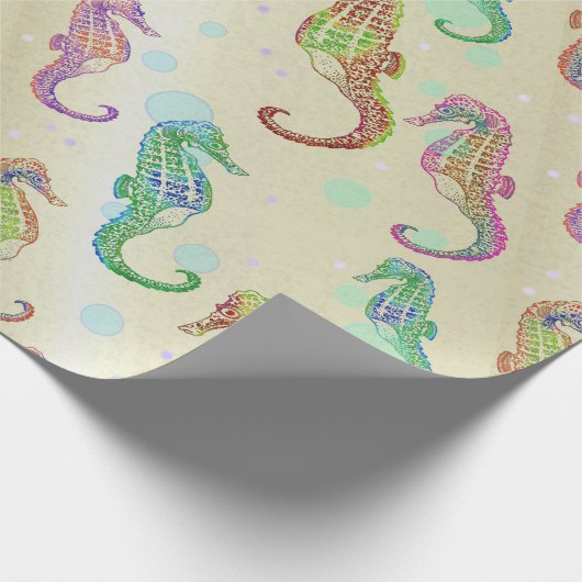 Seepferde Gold Geschenkpapier (Ecke)