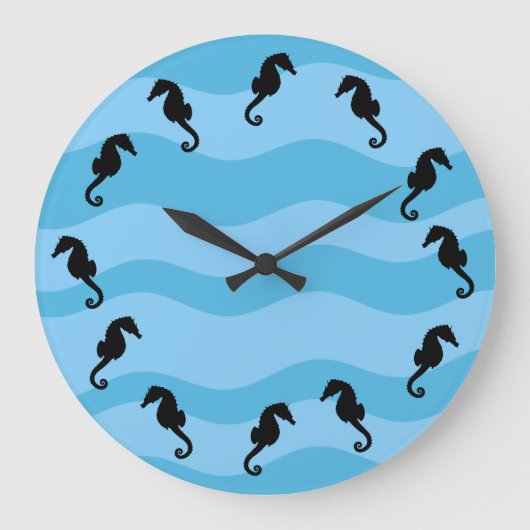 Seepferde Große Wanduhr (Vorderseite)