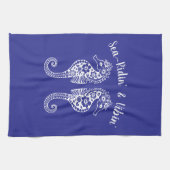 Seepferde-Hawaiian-Fisherman Core-Blue Geschirrtuch (Horizontal)