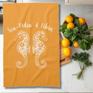 Seepferde-Hawaiian-Fisherman Core-Orange Geschirrtuch