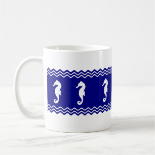 Seepferde im weißen und weißen Ozean Kaffeetasse