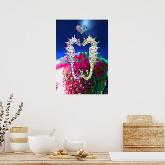 SEEPFERDE IN DER LIEBE, PINK BLAUE MUTTER DER PFLA POSTER (Küche)