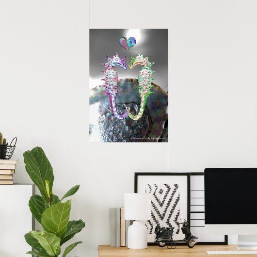 SEEPFERDE IN DER LIEBE PINK FUCHSIA MUTTER VON PEA POSTER (Heimbüro)