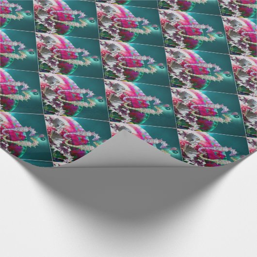 SEEPFERDE IN DER LIEBE, PINKEN AQUAMARIN BLAUEN MU GESCHENKPAPIER (Ecke)