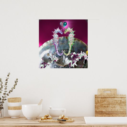 SEEPFERDE IN DER LIEBE, PINKEN AQUAMARIN BLAUEN MU POSTER (Küche)