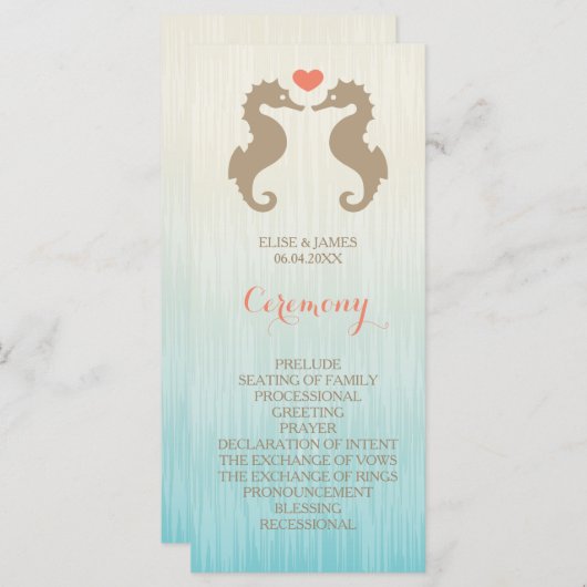 Seepferde in Liebe Hochzeitsfeierprogramm Programm (Vorne/Hinten)