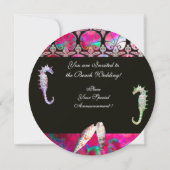 SEEPFERDE IN LIEBE STRANDWÄSCHE MONOGRAM EINLADUNG (Rückseite)