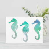 Seepferde in Pastell Green Einladung (Stehend Vorderseite)