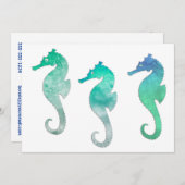 Seepferde in Pastell Green Einladung (Vorne/Hinten)