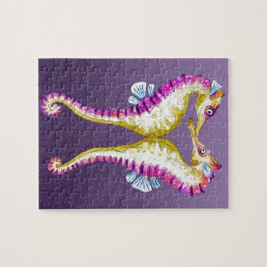 Seepferde Küssen Lila Puzzle (Horizontal)