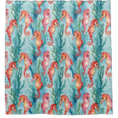 Seepferde mit Blasen und Algen-Pflanze Duschvorhang (Vorderseite)