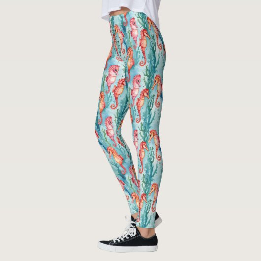 Seepferde mit Blasen und Algen-Pflanze Leggings (Links)