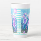 Seepferde mit farbenfrohen Wasserfarben Latte Tass Milchtasse (Vorderseite)