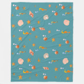 Seepferde, Muscheln und Meeressterne auf aquamarin Fleecedecke (Vorderseite)