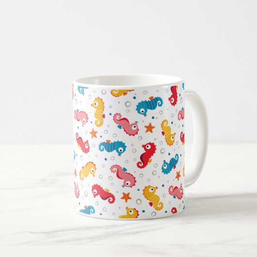 Seepferde Nahtloses Muster Kaffeetasse (VorderseiteRechts)
