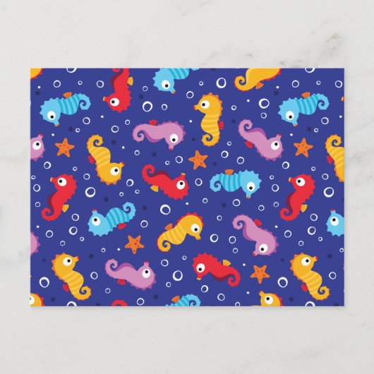 Seepferde Nahtloses Muster Postkarte (Vorderseite)