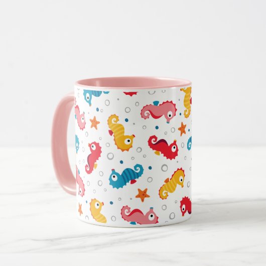 Seepferde Nahtloses Muster Tasse (Vorderseite Links)