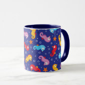 Seepferde Nahtloses Muster Tasse (VorderseiteRechts)