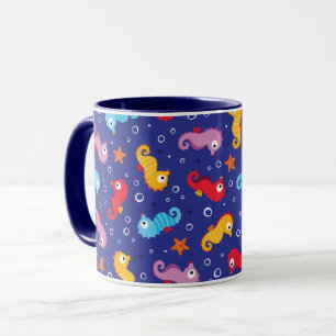 Seepferde Nahtloses Muster Tasse