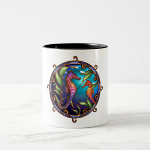Seepferde Orange-Lila Zweifarbige Tasse