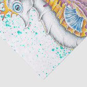 Seepferde Orange Magenta Splash Ink Seidenpapier (Ausschnitt)