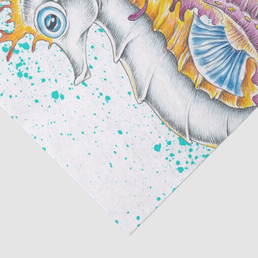 Seepferde Orange Magenta Splash Ink Seidenpapier (Ausschnitt)