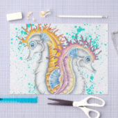 Seepferde Orange Magenta Splash Ink Seidenpapier (Handwerk)