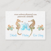 Seepferde, Orchid Türkis Beach Hochzeit Website Hinweiskarte (Vorderseite)