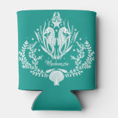 Seepferde Ozean Aquamarin Personalisiert Dosenkühler (Rückseite)