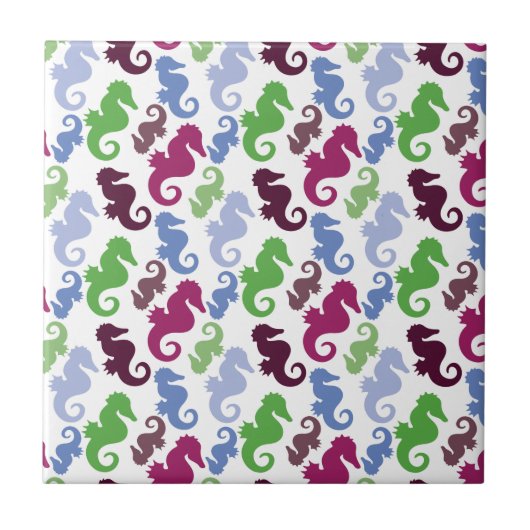 Seepferde Pattern Nautical Beach Thema Geschenke Fliese (Vorderseite)