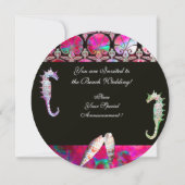 SEEPFERDE, PINK NACRE BEACH WEDING MONOGRAM EINLADUNG (Rückseite)