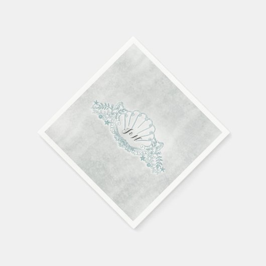 Seepferde & Seashell Beach Wedding Empfang Serviette (Ecke)