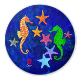 Seepferde & Starfish L - Keramik Knochen Keramikknauf