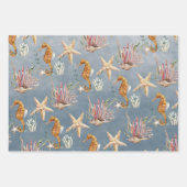 Seepferde Starfish unter dem tiefblauen Meer Geschenkpapier Set (Vorderseite 2)