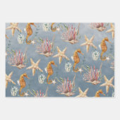 Seepferde Starfish unter dem tiefblauen Meer Geschenkpapier Set (Vorderseite)