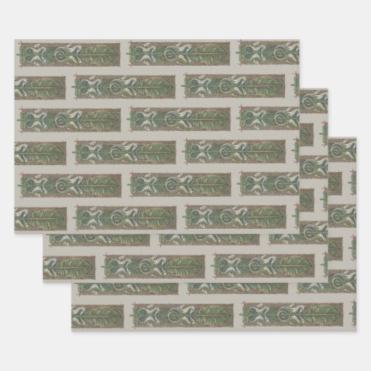 Seepferde und Algen, Vintager Jugendstil Geschenkpapier Set (Set)