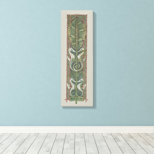 Seepferde und Algen, Vintager Jugendstil Leinwanddruck (Insitu (Holzboden))