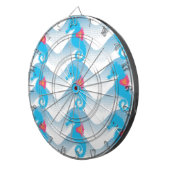 Seepferde und Muster in Blauer Welle Dartscheibe (Vorderseite rechts)