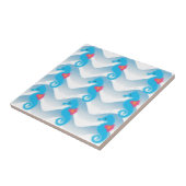 Seepferde und Muster in Blauer Welle Fliese (Seite)