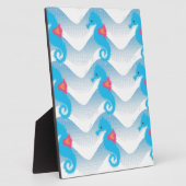 Seepferde und Muster in Blauer Welle Fotoplatte (Seite)