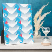 Seepferde und Muster in Blauer Welle Fotoplatte (Seite)