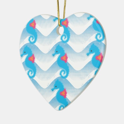 Seepferde und Muster in Blauer Welle Keramikornament (Links)