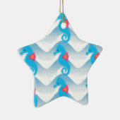 Seepferde und Muster in Blauer Welle Keramikornament (Rechts)