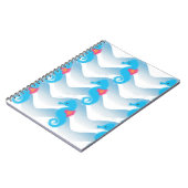 Seepferde und Muster in Blauer Welle Notizblock (Linke Seite)