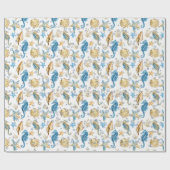 Seepferde und Starfish in Blasen Geschenkpapier (Flach)